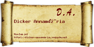 Dicker Annamária névjegykártya